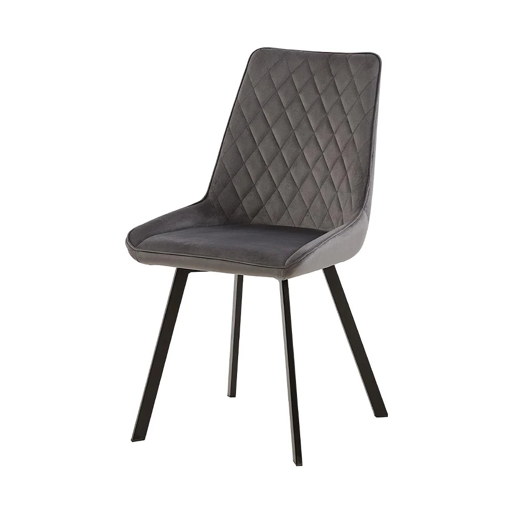 Eetkamerstoel Brøndby Grijs Fluweel met zwart onderstel - Image 3