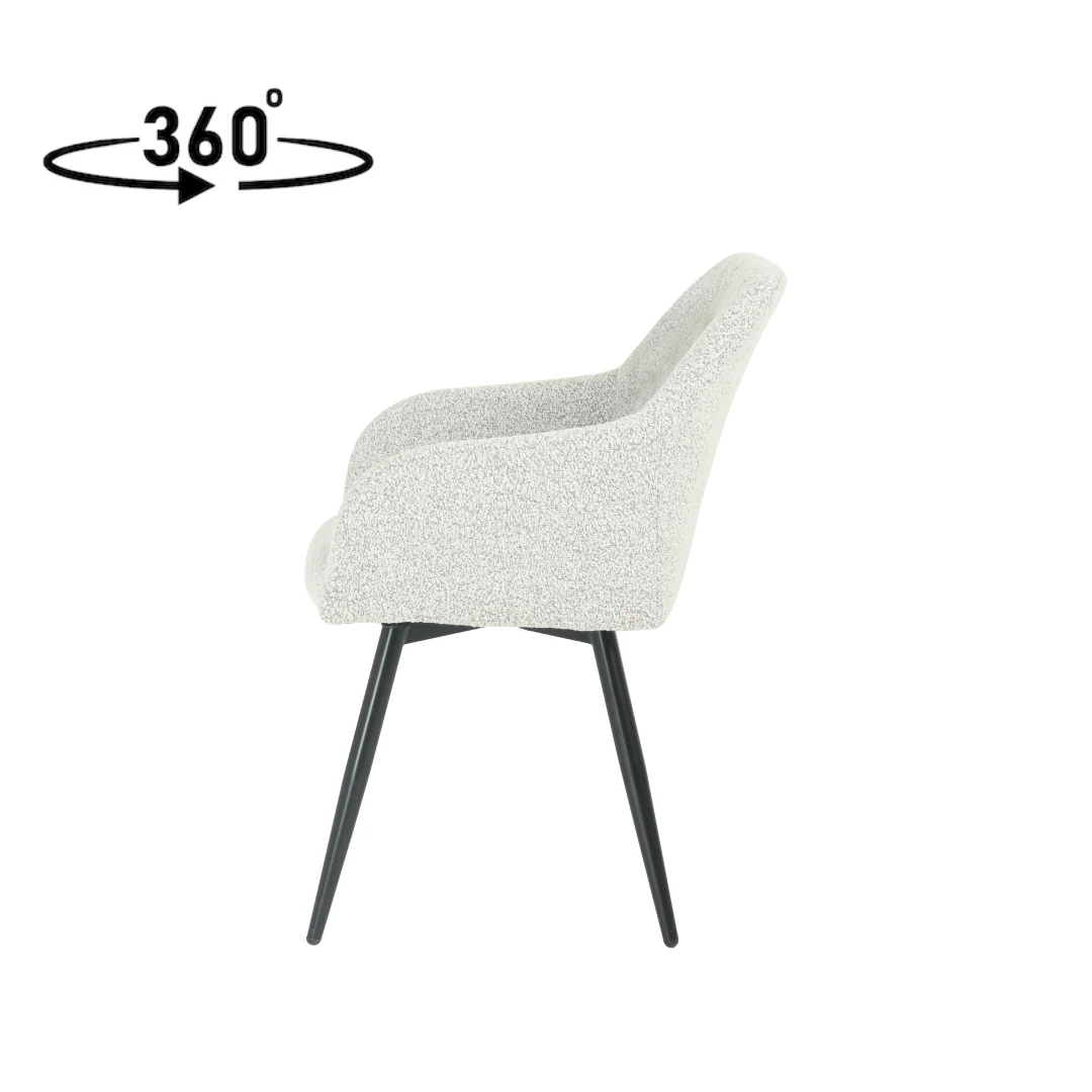 Eetkamerstoel Horsens Beige Bouclé met zwart onderstel - Image 3