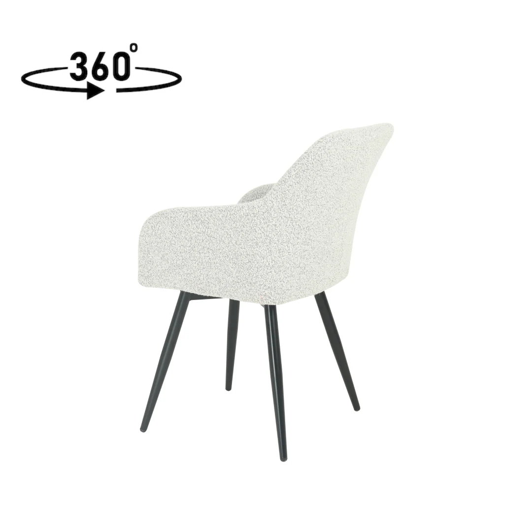 Eetkamerstoel Horsens Beige Bouclé met zwart onderstel - Image 4