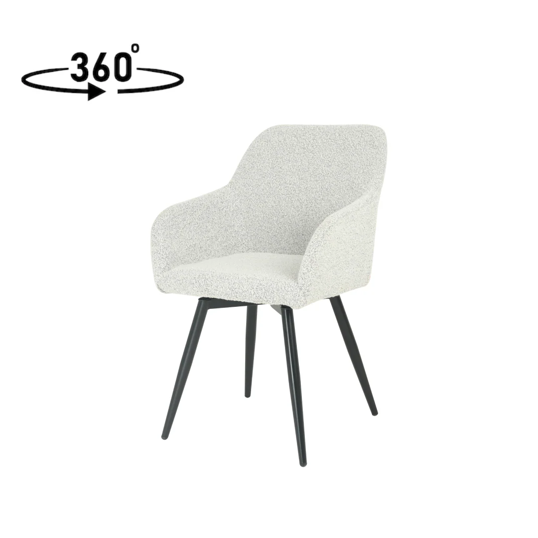 Eetkamerstoel Horsens Beige Bouclé met zwart onderstel - Image 5