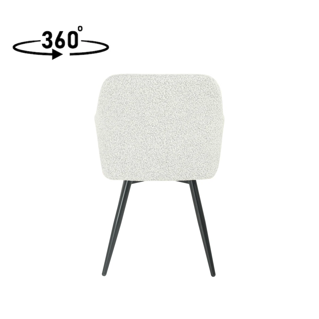 Eetkamerstoel Horsens Beige Bouclé met zwart onderstel - Image 6