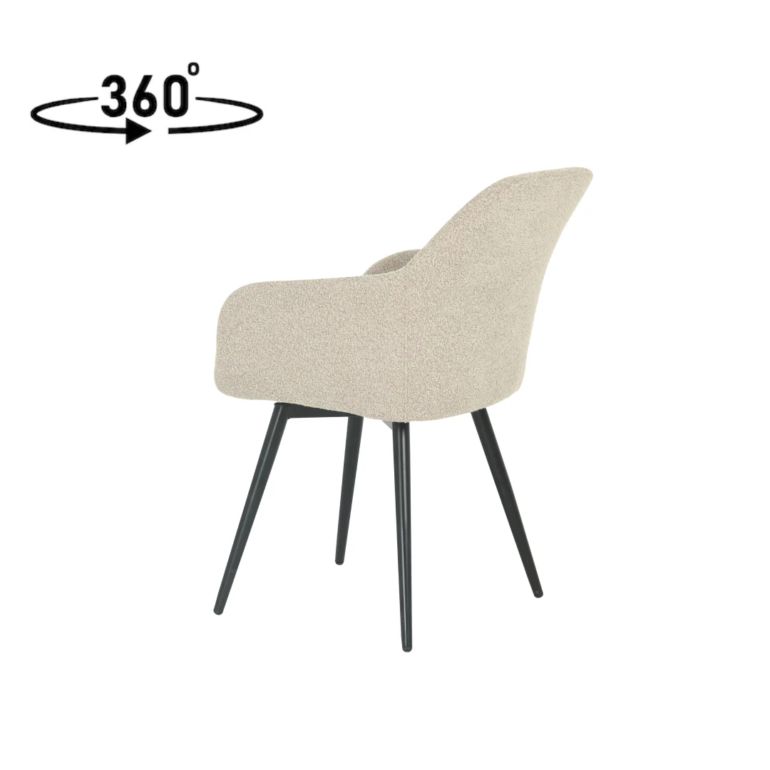 Eetkamerstoel Horsens Zand Bouclé met zwart onderstel - Image 5