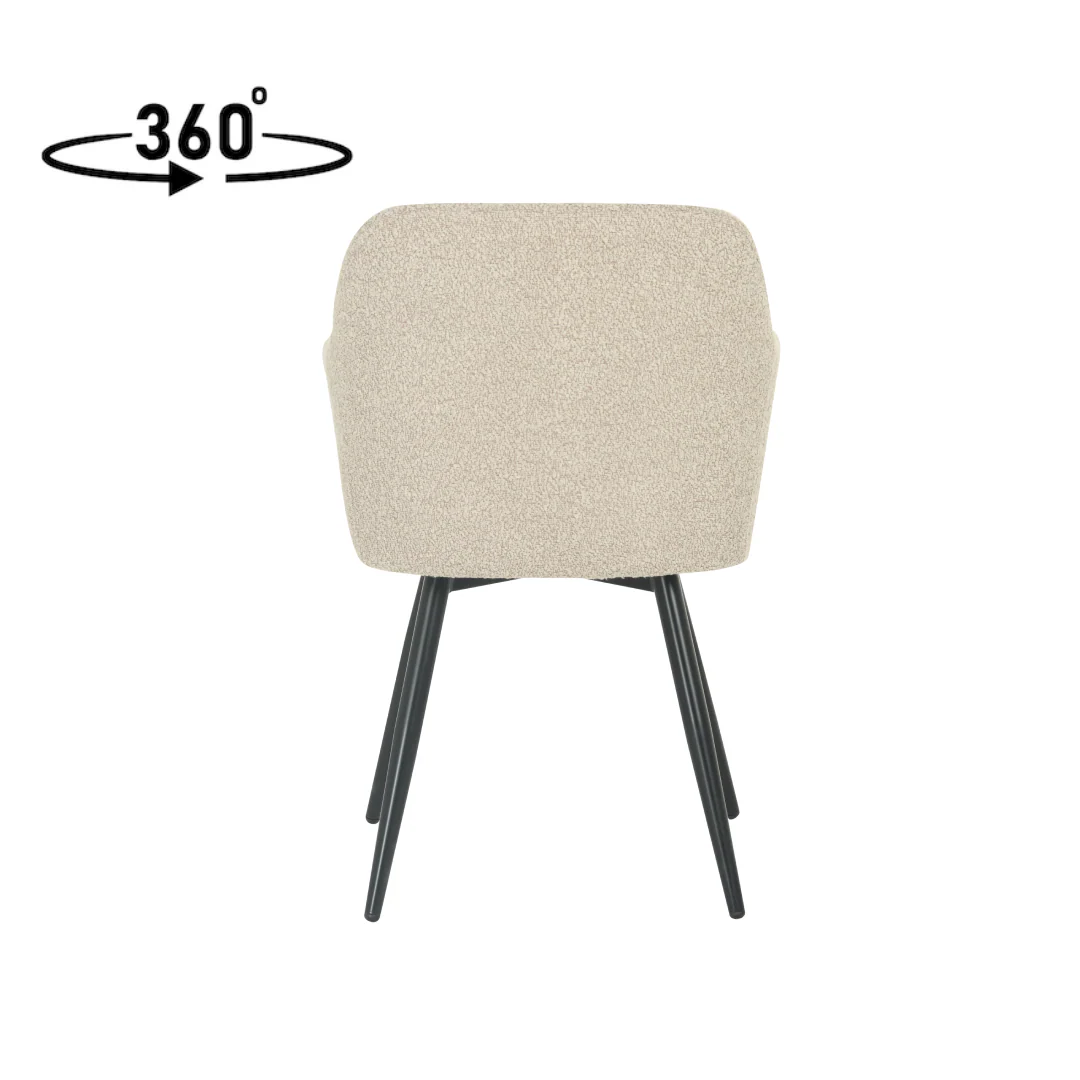 Eetkamerstoel Horsens Zand Bouclé met zwart onderstel - Image 6