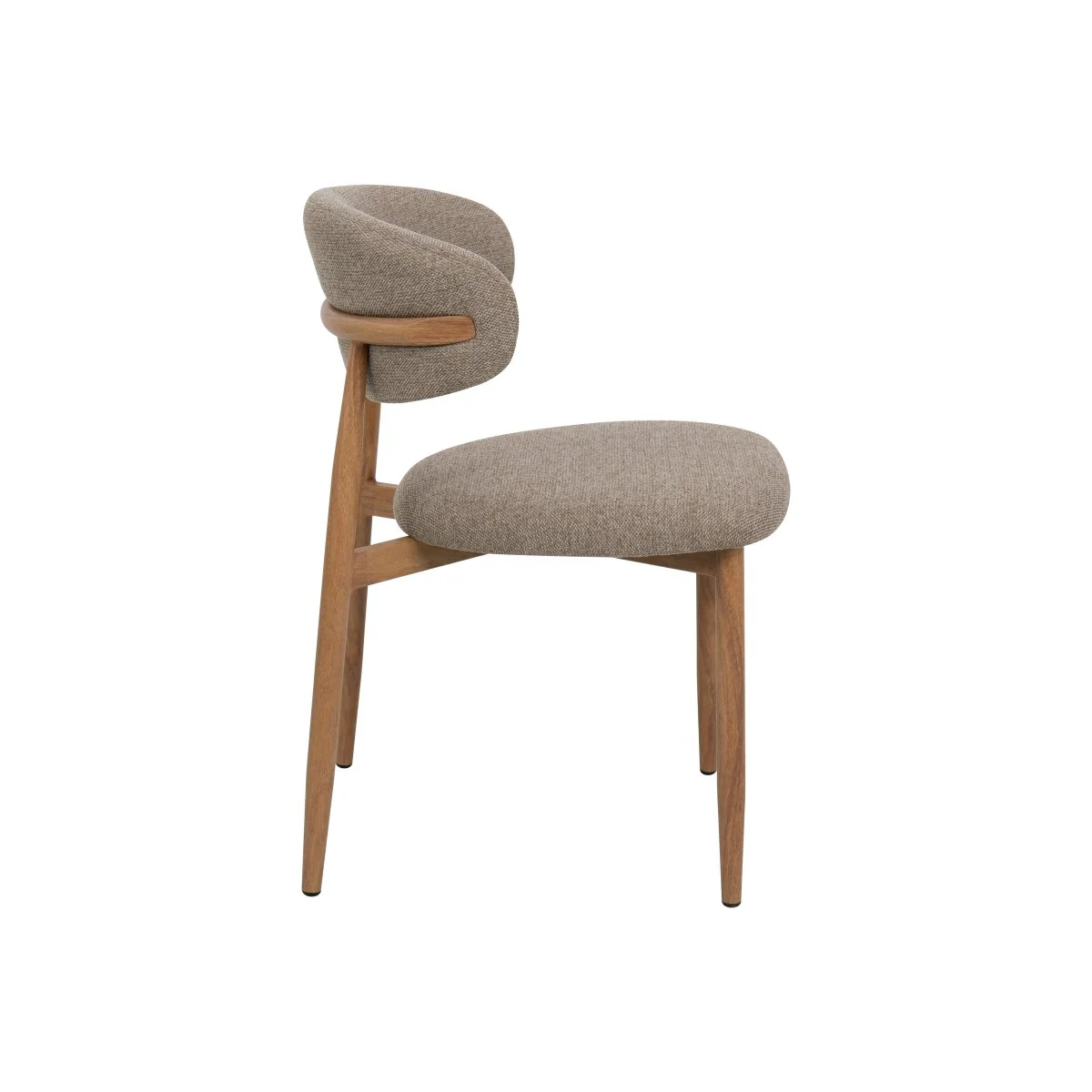 Eetkamerstoel Japandi Taupe met eik onderstel - Image 4