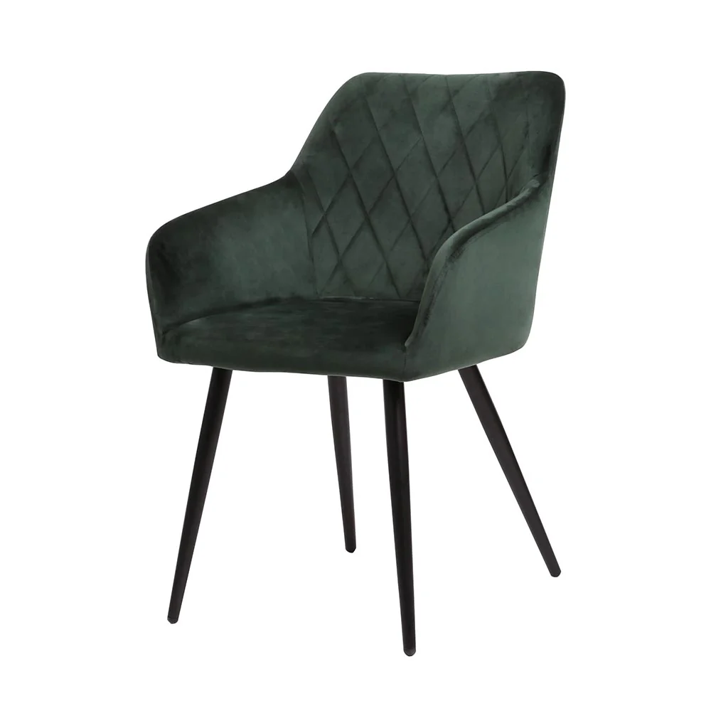 Eetkamerstoel Malmö Donkergroen Fluweel met zwart onderstel - Image 3
