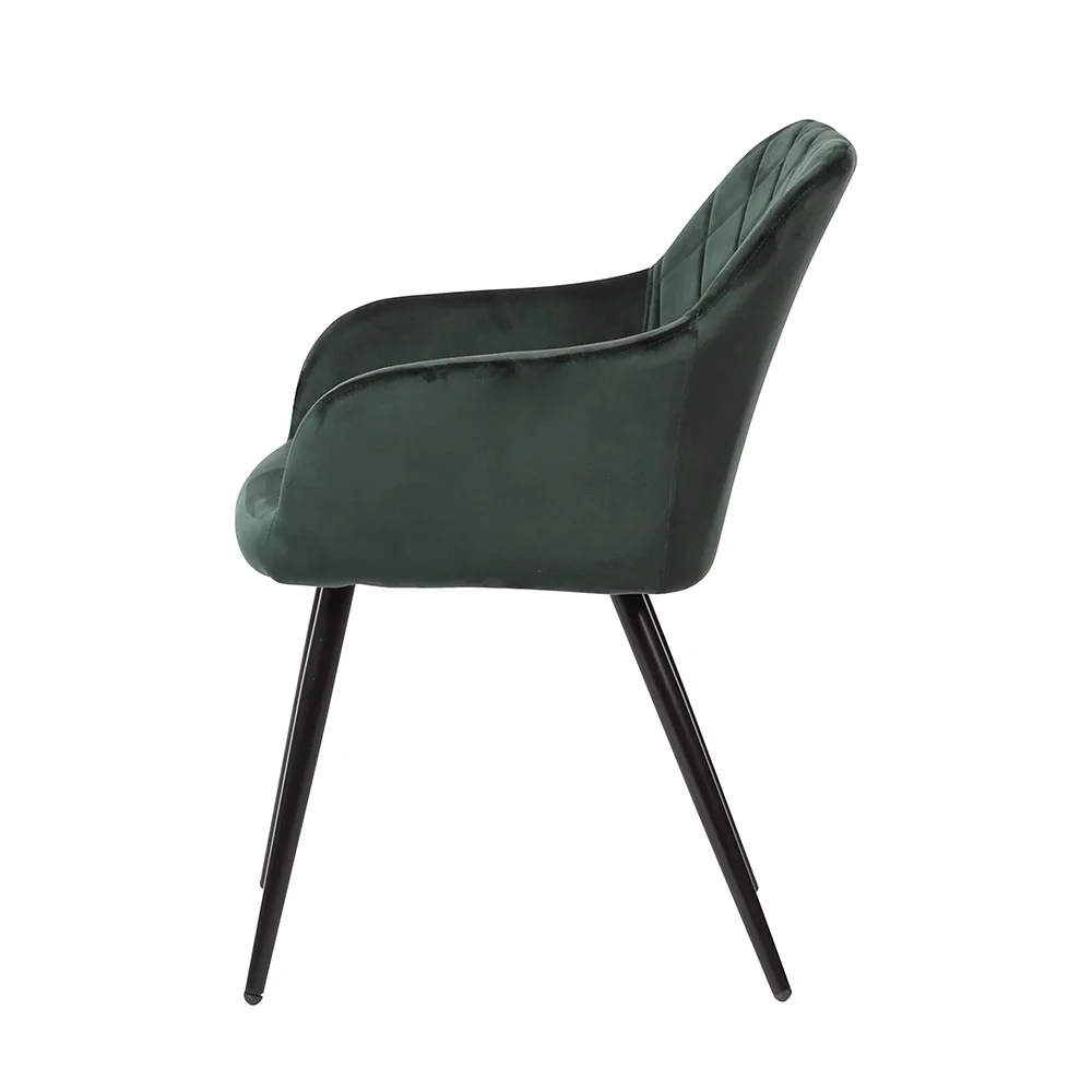 Eetkamerstoel Malmö Donkergroen Fluweel met zwart onderstel - Image 4