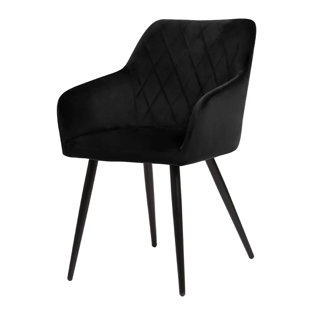 Eetkamerstoel Malmö Zwart Fluweel met zwart onderstel - Image 3