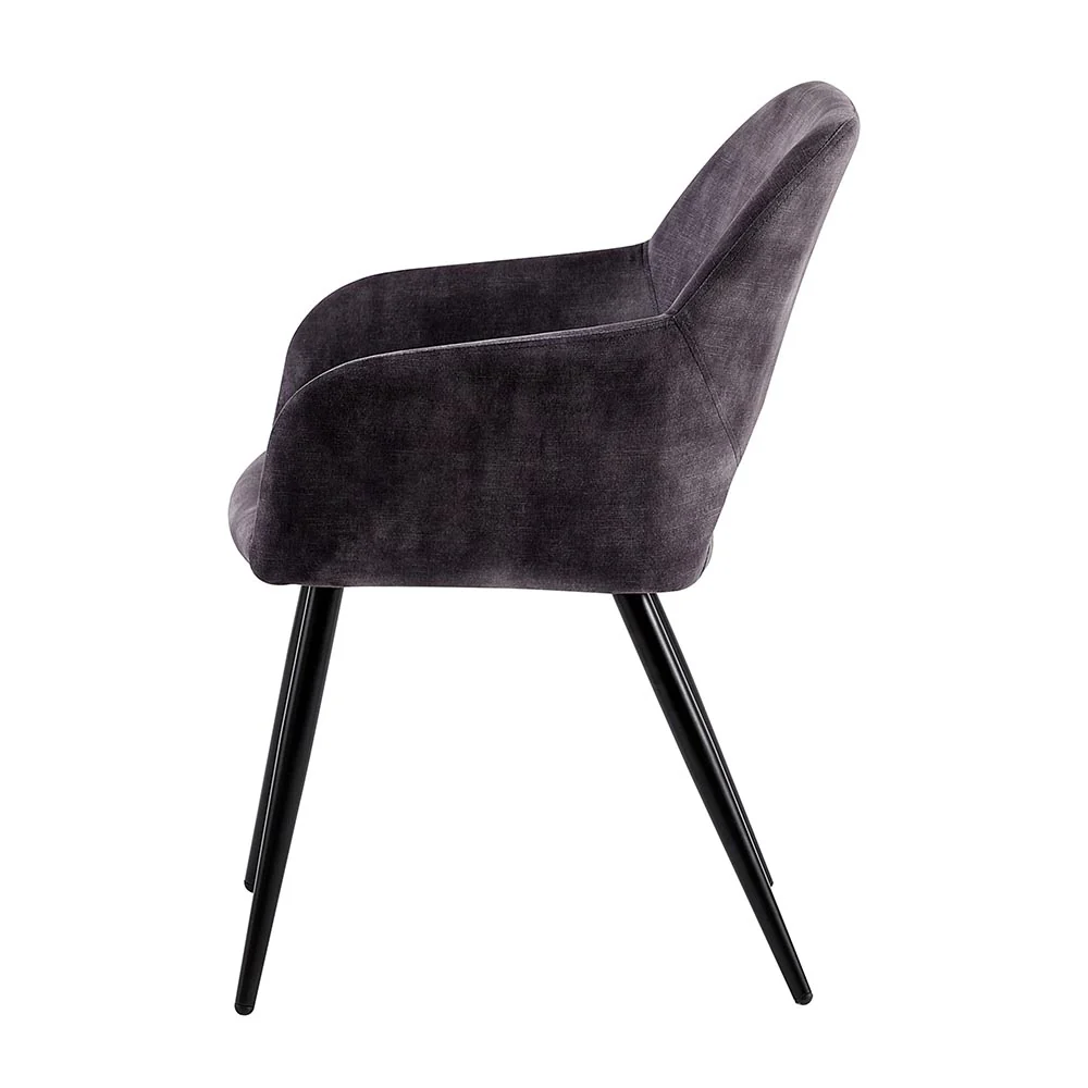 Eetkamerstoel Oslo Donkergrijs Fluweel met zwart onderstel - Image 4