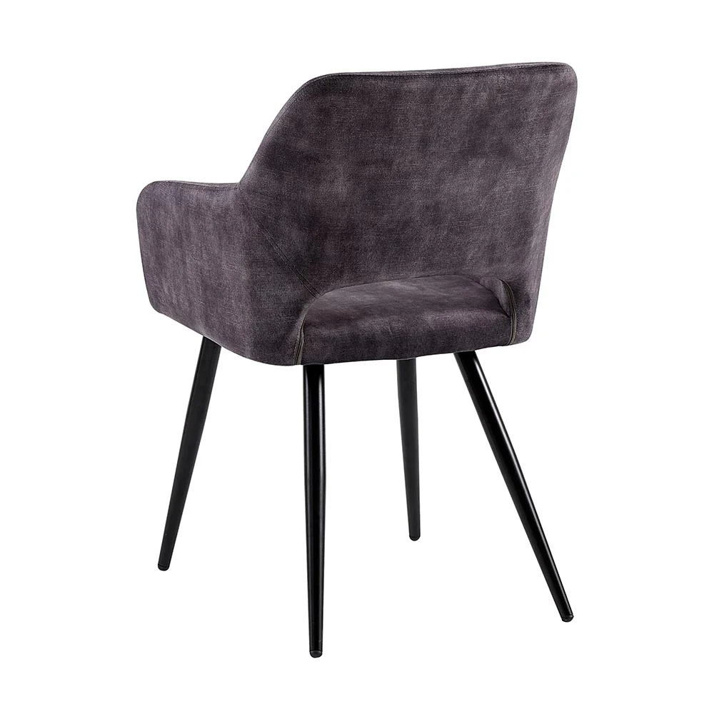 Eetkamerstoel Oslo Donkergrijs Fluweel met zwart onderstel - Image 5