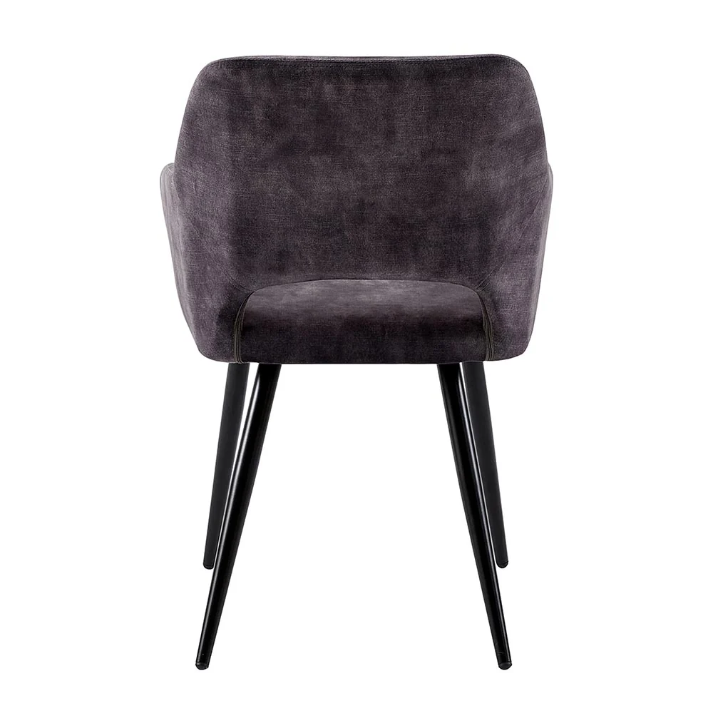 Eetkamerstoel Oslo Donkergrijs Fluweel met zwart onderstel - Image 6