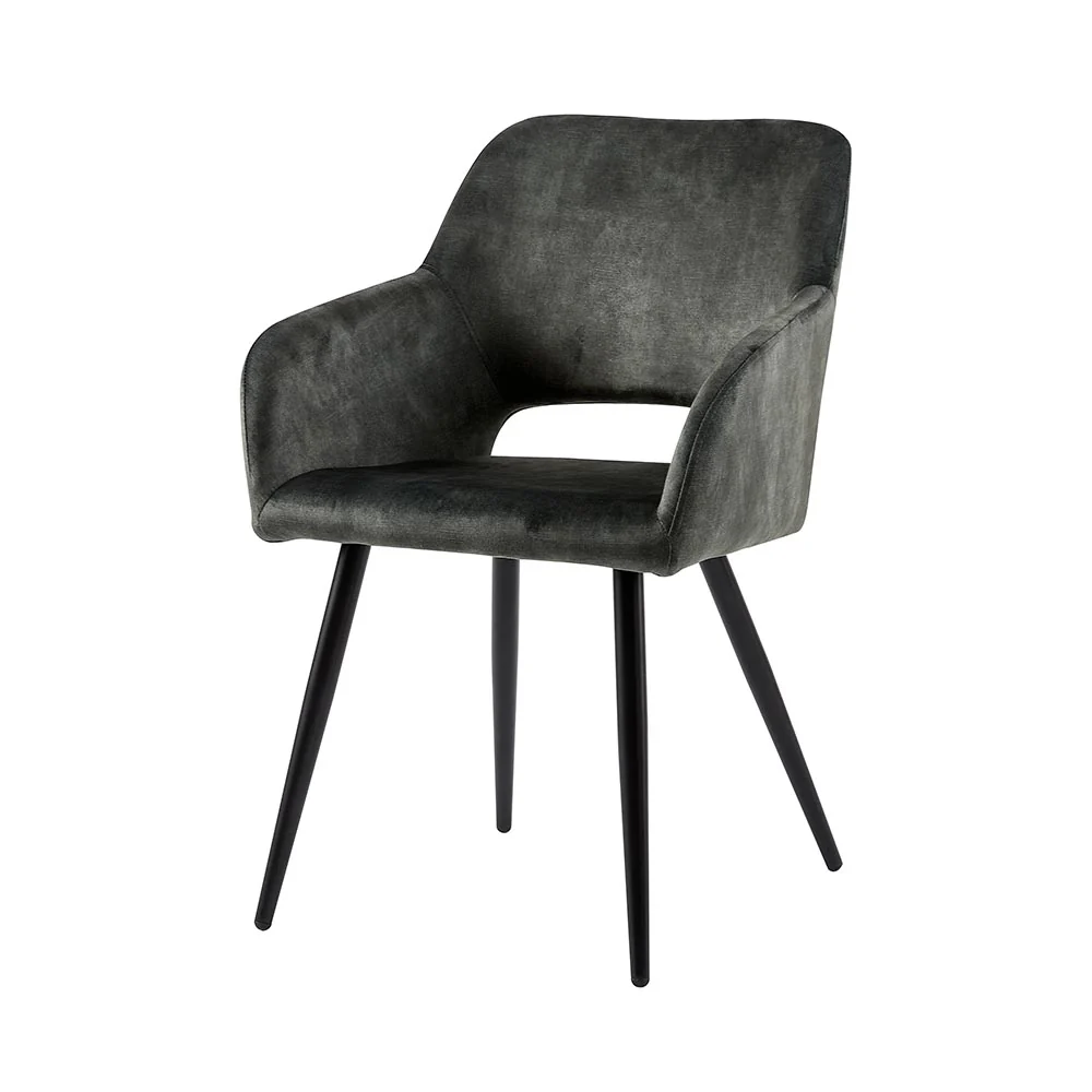 Eetkamerstoel Oslo Donkergroen Fluweel met zwart onderstel - Image 3