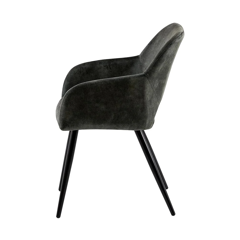 Eetkamerstoel Oslo Donkergroen Fluweel met zwart onderstel - Image 4
