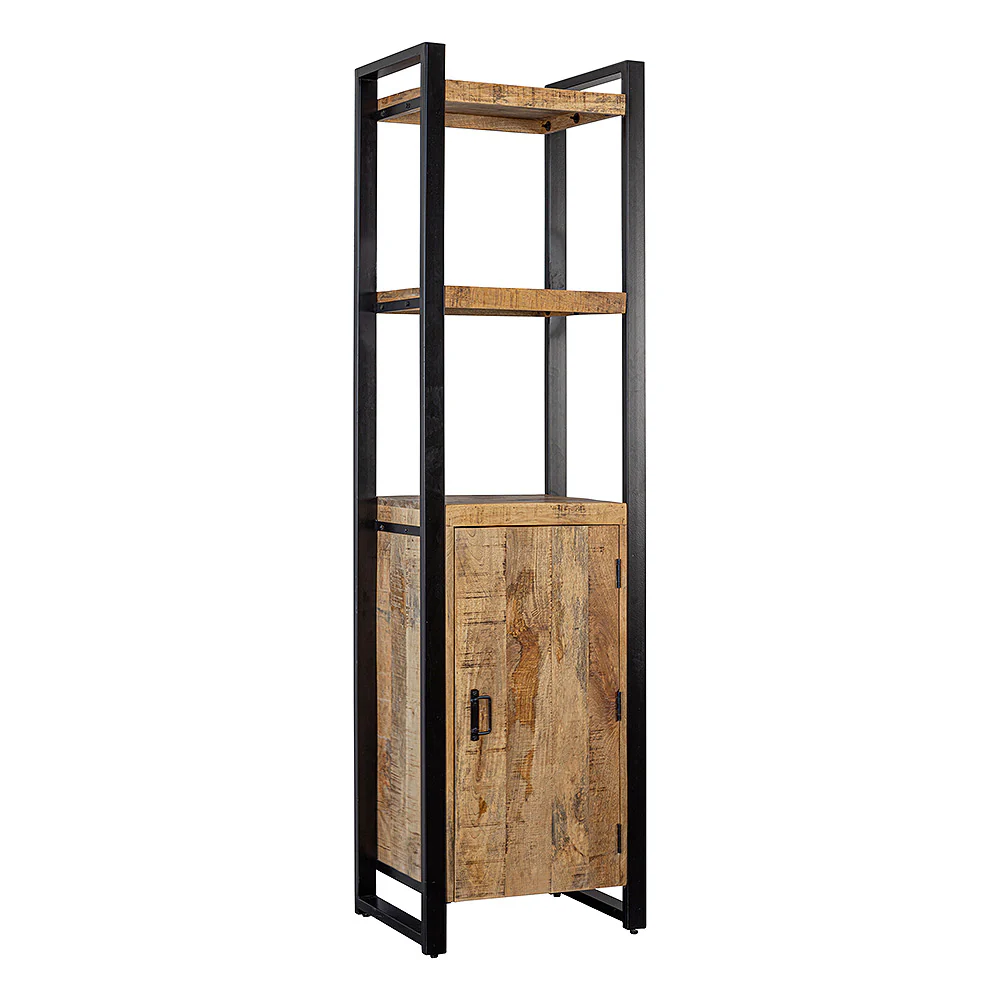 Mangohouten Boekenkast Britt smal met kastje - Image 4