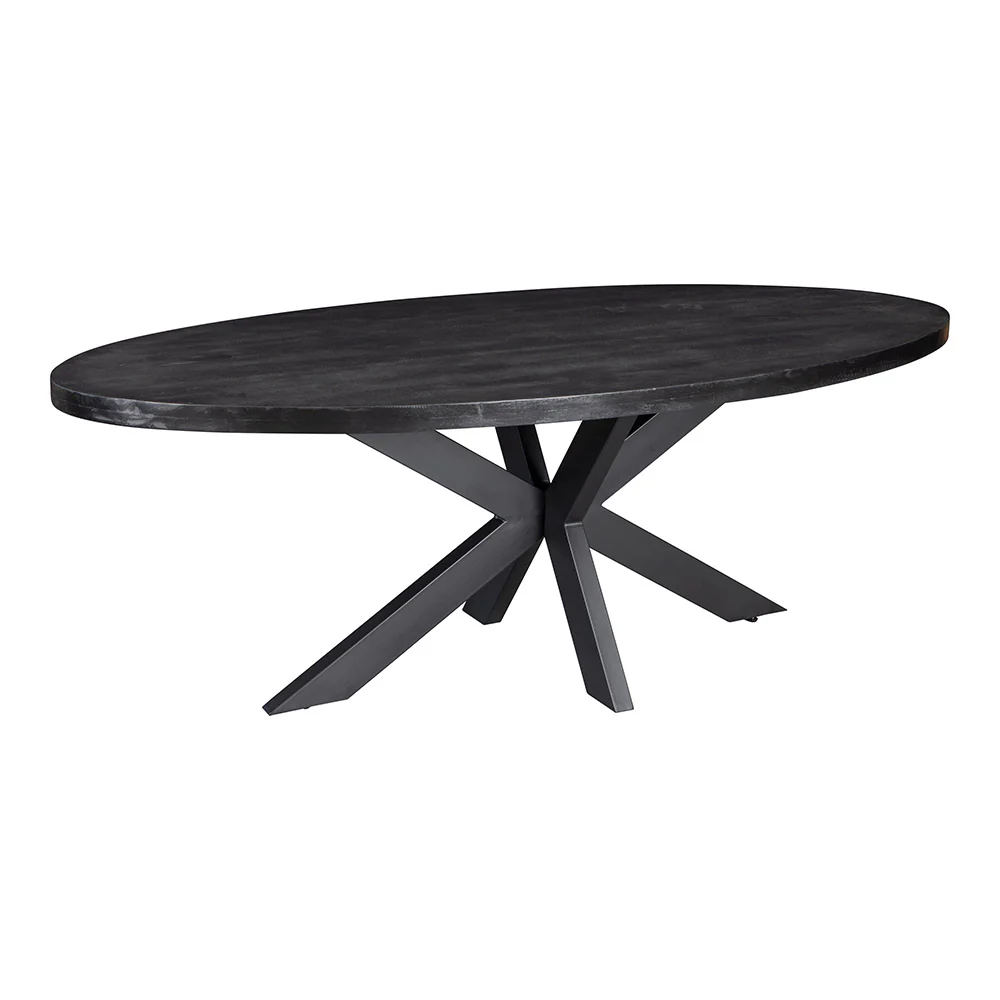Mangohouten Eettafel Ovaal Oscar 180x100 cm Zwart (5cm) - Image 3