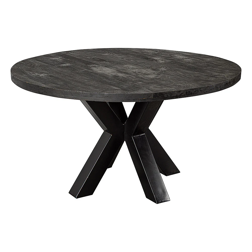 Mangohouten Eettafel Rond Tara 130 cm Zwart (5cm) - Image 3