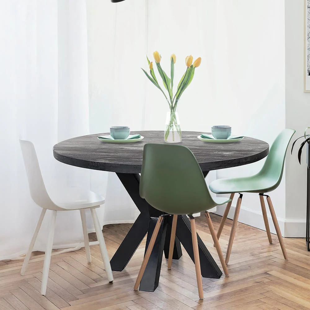 Mangohouten Eettafel Rond Tara 130 cm Zwart (5cm) - Image 5