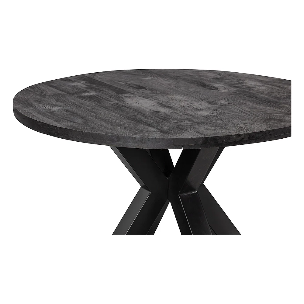Mangohouten Eettafel Rond Tara 140 cm Zwart (5cm) - Image 4