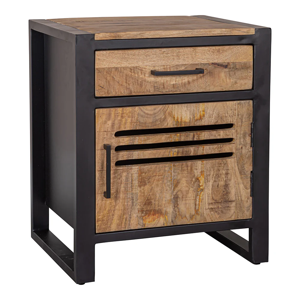 Mangohouten Nachtkastje Tristan met lade en deurtje - Image 3