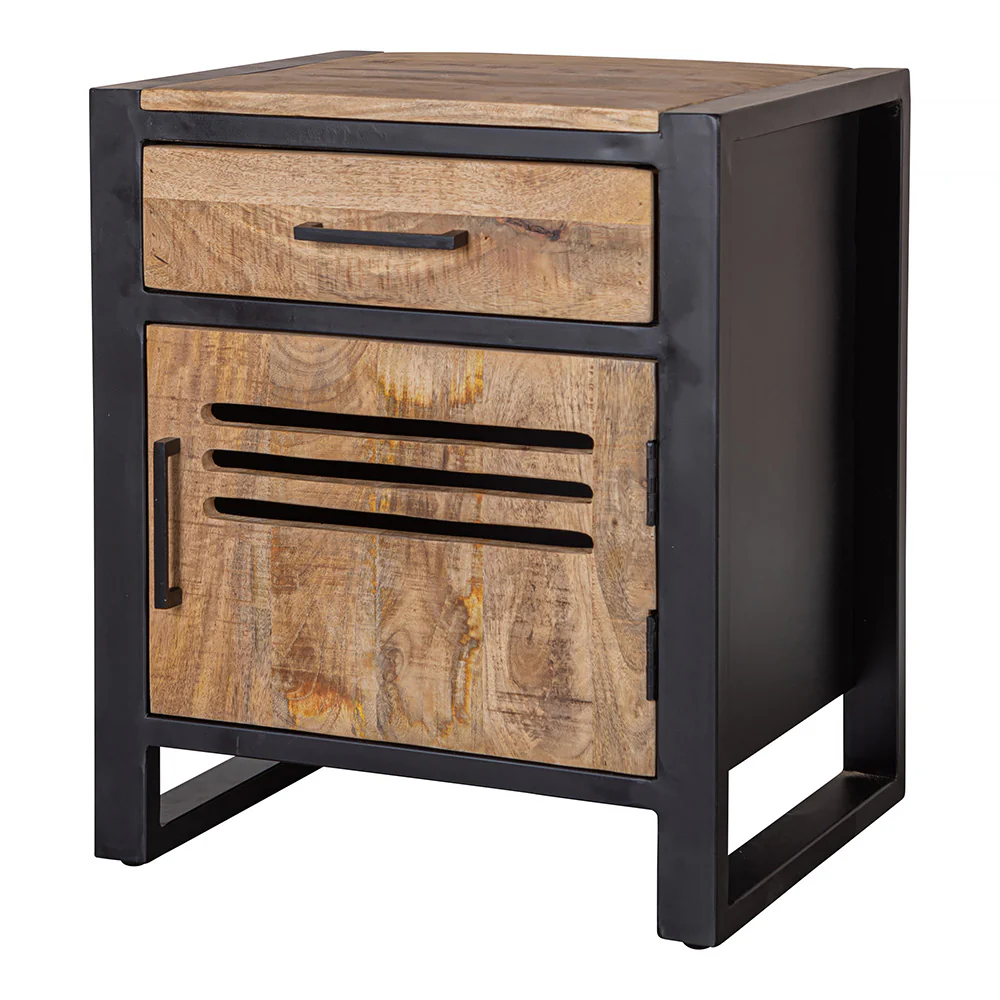 Mangohouten Nachtkastje Tristan met lade en deurtje - Image 4