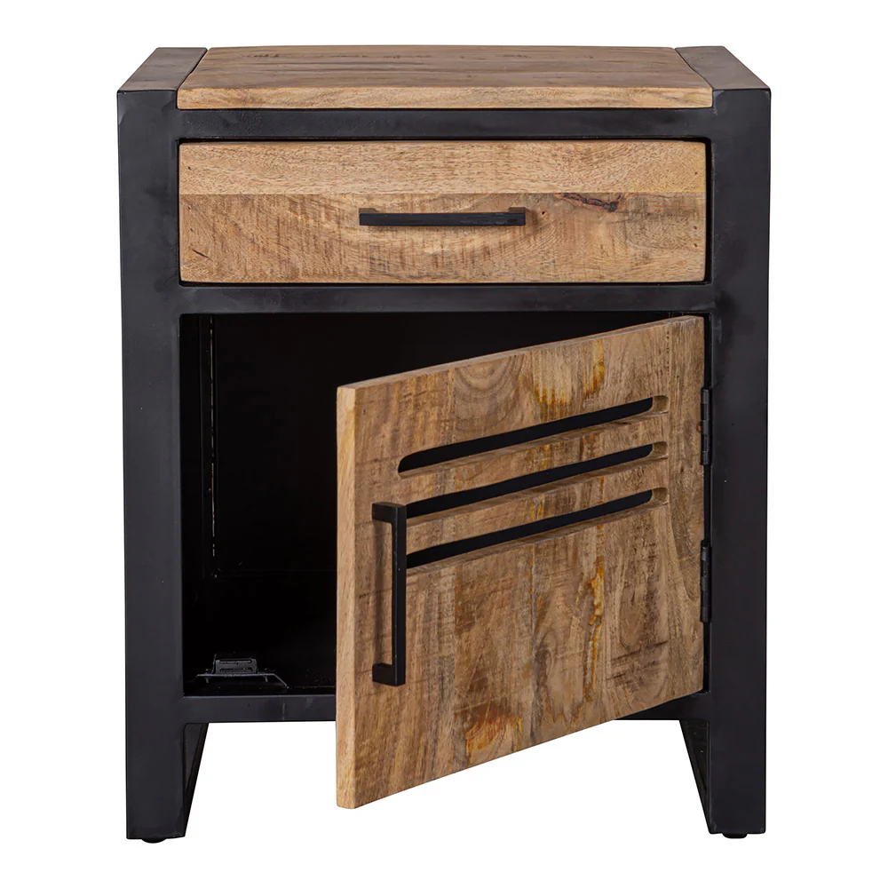 Mangohouten Nachtkastje Tristan met lade en deurtje - Image 5