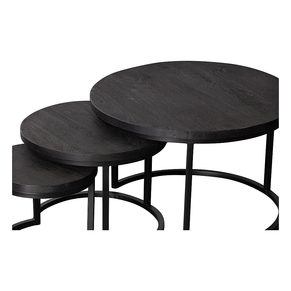 Mangohouten Salontafels Ula Set van 3 Zwart - Image 4