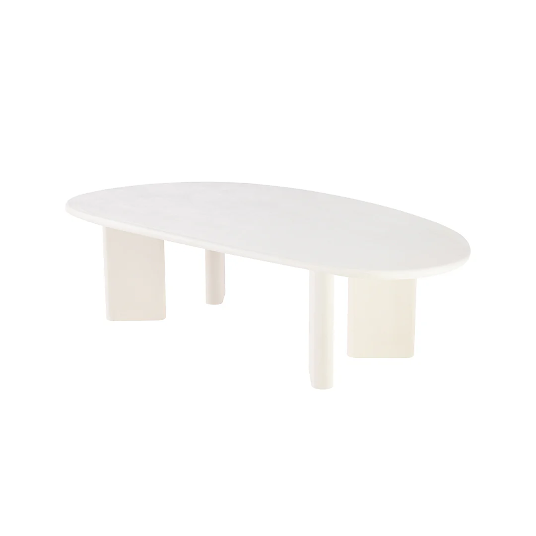 Salontafel Organisch Maya Microcement Paneelpoot 120 cm Wit - Image 4